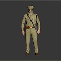 Man in Beige Uniform With Cap Badges Holstered Gun on Belt and Red Shoes
