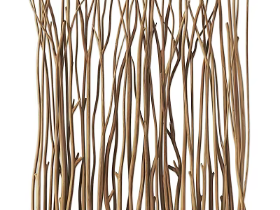 Slender Natural Brown Twigs As Decorative Partition For Home Interior 3d model