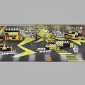 Modern Mall Supermarket Store Design With Yellow Black Display Shelves And Product Racks