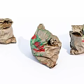 Three Crumpled Paper Bags With Red Green Patterns For Household Use