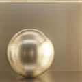 Silver And Gold Background Wall With Grid Texture And A Metal Sphere In Front 3d model