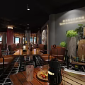Elegant Modern Restaurant Interior With Leather Seats Wooden Tables And Wine Racks