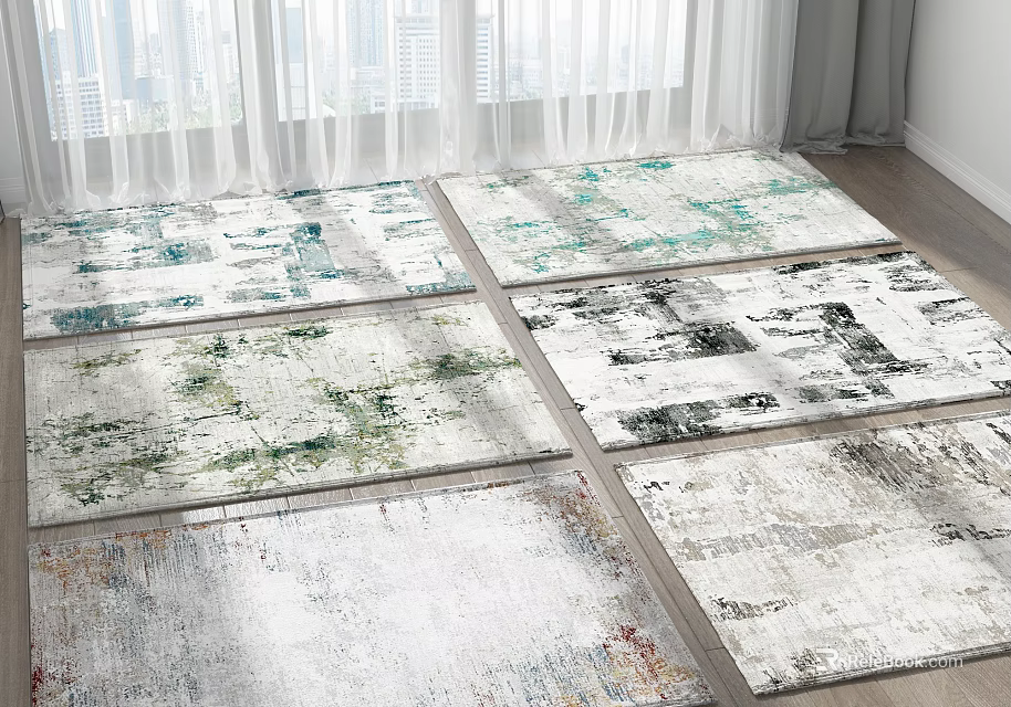 Modern Square Rugs With Abstract Patterns And Multicolor Designs For Home Interior 3d model