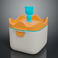 Daily Life Container With Orange Wavy Edge Blue Bear Decoration White Body And Lock Clasp