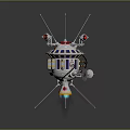 Detailed Rocket Model Design With Red White Blue Colors Antennas Thrusters And Support Legs