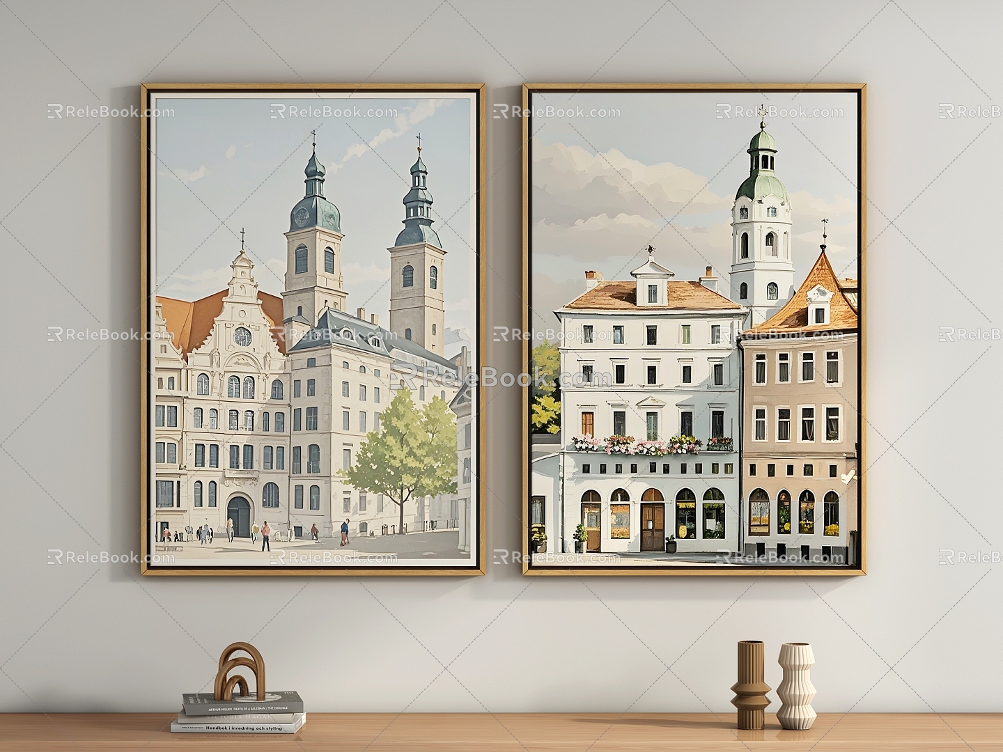 Modern Decorative Painting Landscape Painting Architectural Painting 3d model