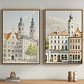 Modern Decorative Painting Landscape Painting Architectural Painting 3d model