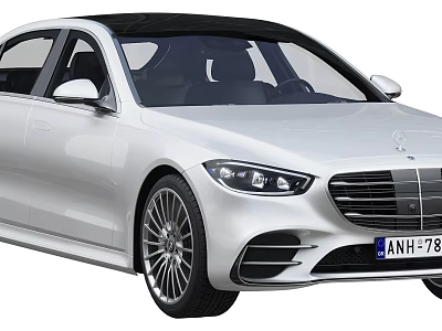 White Mercedes Luxury Sedan With Modern Design Black Roof And LED Headlights 3d model