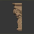 Ornate Golden Classical Architectural Capital With Carved Floral Scrolls And Leaves