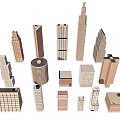 Diverse Building Models Collection With Tall Skyscrapers And Various Shaped Structures 3d model