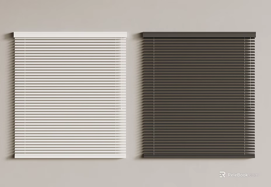Stylish Window Blinds In White And Black Colors For Home Interior Design 3d model 