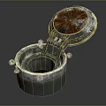 Tank Rusted Metal Hatch Cover Open On Dark Industrial Background