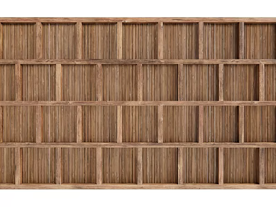 Elegant Modern Ceiling Design Featuring Wooden Grid Panels and Natural Finish 3d model
