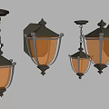 Vintage Style Wall Lamps With Metal Frame And Orange Glass Shade Details