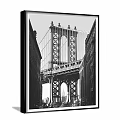 Black and White Landscape Paintings Featuring Big Ben Golden Gate Bridge Eiffel Tower and Bridge