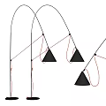 Modern Black Floor Lamps With Red Cords And Unique Arch Shaped Metal Design