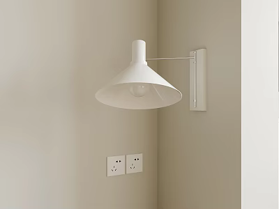 White Wall Light Installed In Light Colored Wall Corner With Power Outlets 3d model