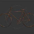 Vintage Rusty Metal Bicycle on Dark Reflective Surface 3d model