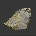 Silver Metallic Medieval Knight Helmet With Gold Accents And Pointed Visor Design