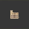 Classical Architectural Building Model with Symmetrical Towers Clock And Decorative Facade