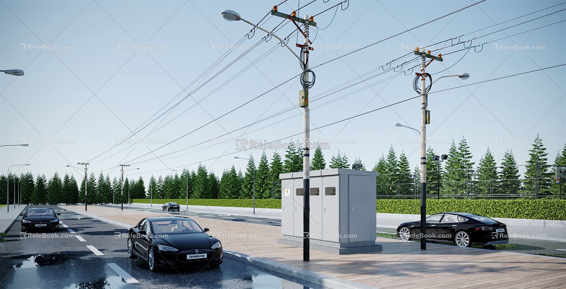 modern electric pole electric pole electric tower 3d model