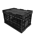 Durable Black Plastic Storage Crates with Grid Mesh Design for Stackable Use 3d model