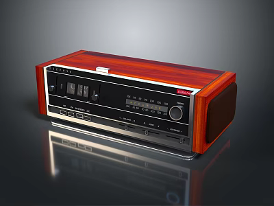 Vintage Electronic Radio With Wooden Case Classic Control Panel And Speakers 3d model