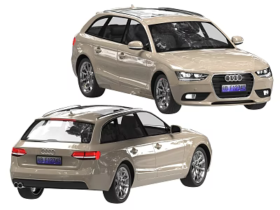 Beige Audi Estate Car With Front And Rear Exterior Views 3d model