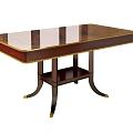 Classic Dining Table With Glass Top Wooden Frame Gold Accents Curved Legs And Lower Shelf