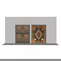 Traditional Double Doors With Golden Dragon And Intricate Red Gold Patterns Black Frames