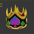 Golden Spiked Crown With Ornate Spade Design And Red Accents