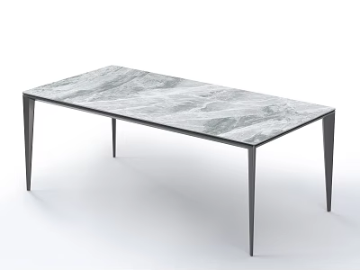 Modern Contemporary Dining Table With Sleek Marble Top And Sturdy Black Legs 3d model