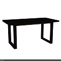 Elegant Dark Colored Wooden Dining Table With Rectangular Shape And Carved Legs 3d model