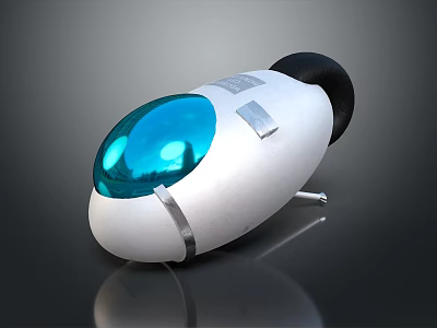 Sleek White Rounded Device With Blue Transparent Dome And Black Accents 3d model