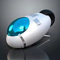 Sleek White Rounded Device With Blue Transparent Dome And Black Accents 3d model