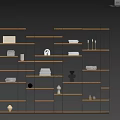 Modern Gray And Wooden Bookcase With Open Shelves And Decorative Accents