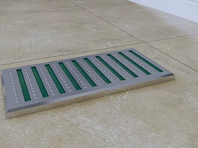 Commercial Kitchen Floor Drain Grate With Stainless Steel Frame And Green Strips 3d model