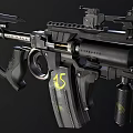 Modern Tactical Rifle With Black Body Yellow Magazine And Tactical Scope