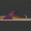 Women's Purple Thong Sandals with Brown Cork Wedge Sole and Gold Buckle