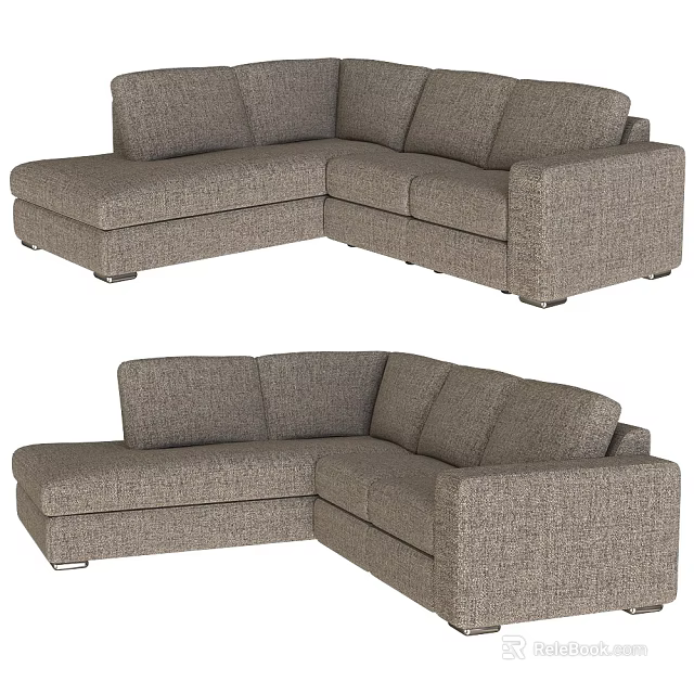 Gray Fabric Sectional Sofa Modern Design For Comfortable Living Room Seating 3d model