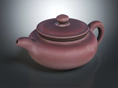 Traditional Purple Red Ceramic Teapot With Classic Elegant Design For Tea Brewing 3d model