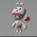 Cute Cartoon Rabbit Character With White Body Pink Ear Tips And Red Nose