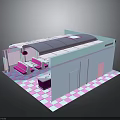 Modern Room Interior With Pink And Blue Checkered Floor Sofa And Coffee Table