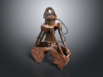 Rusty Metal Mechanical Grabbing Device With Industrial Structure And Power Cable 3d model