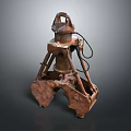 Rusty Metal Mechanical Grabbing Device With Industrial Structure And Power Cable 3d model