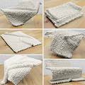 Square Knitted Rug With Woven Texture On Wooden Floor Home Decor