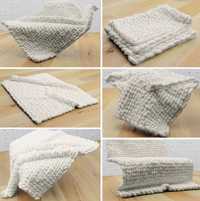 Square Knitted Rug With Woven Texture On Wooden Floor Home Decor 3d model