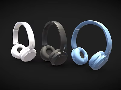 Sleek Over Ear Headphones In White Black And Blue With Modern Design 3d model