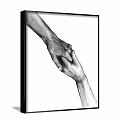 Intertwined Hands Black and White Detailed Sketch Artwork for Home Decor
