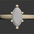 Minimalist Modern Beige Band Ring With Light Gray Faceted Gemstone And Beige Dots Fashion Accessory